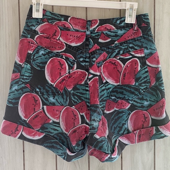 american apparel fruit jean shorts print watermelon women 30 31 denim black S - Picture 7 of 10
